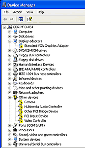 Click to enlarge - The device manager after the windows installation